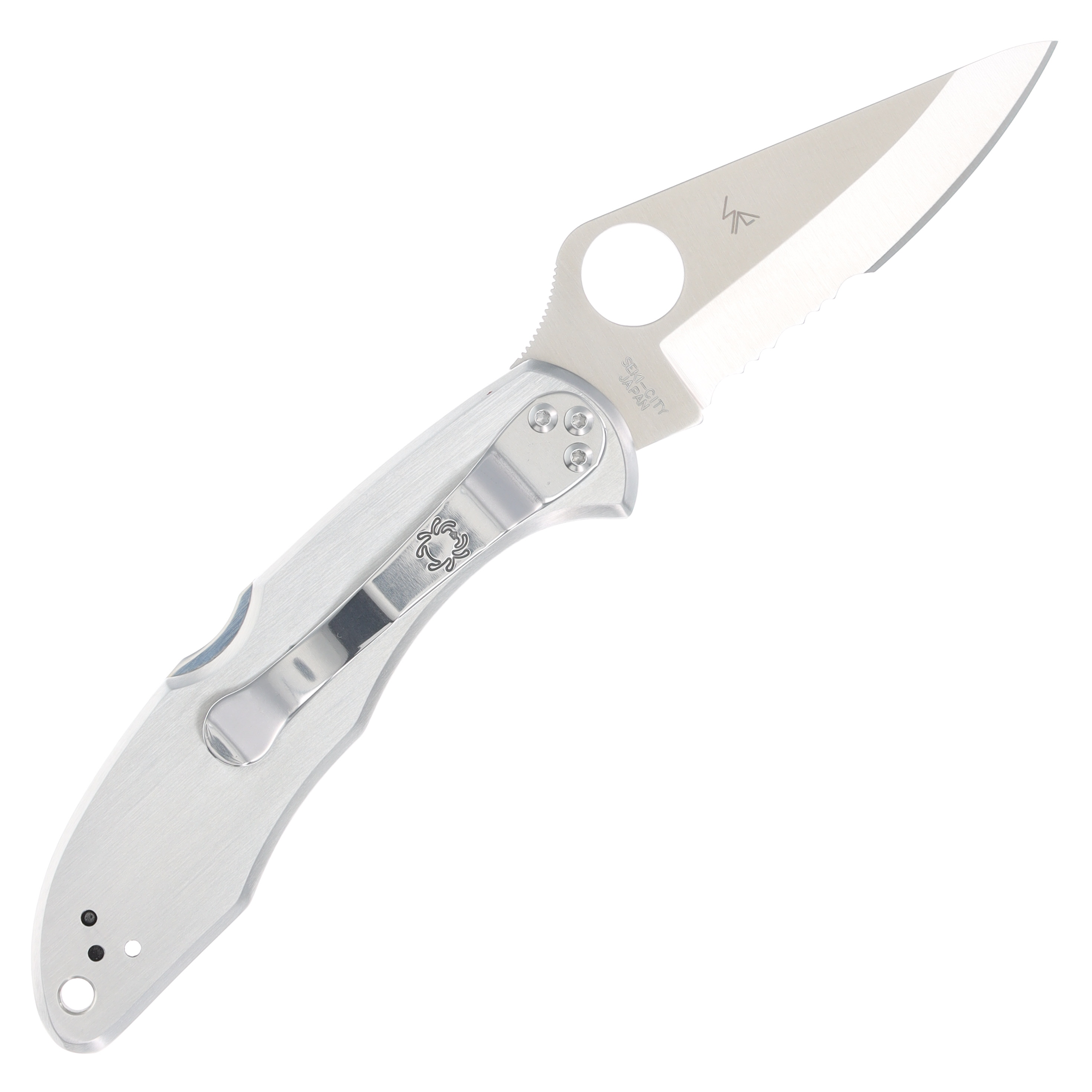 Spyderco Delica 4 Backlock Folding Knife Partially Serrated Stainless Steel SPC11PS View 2