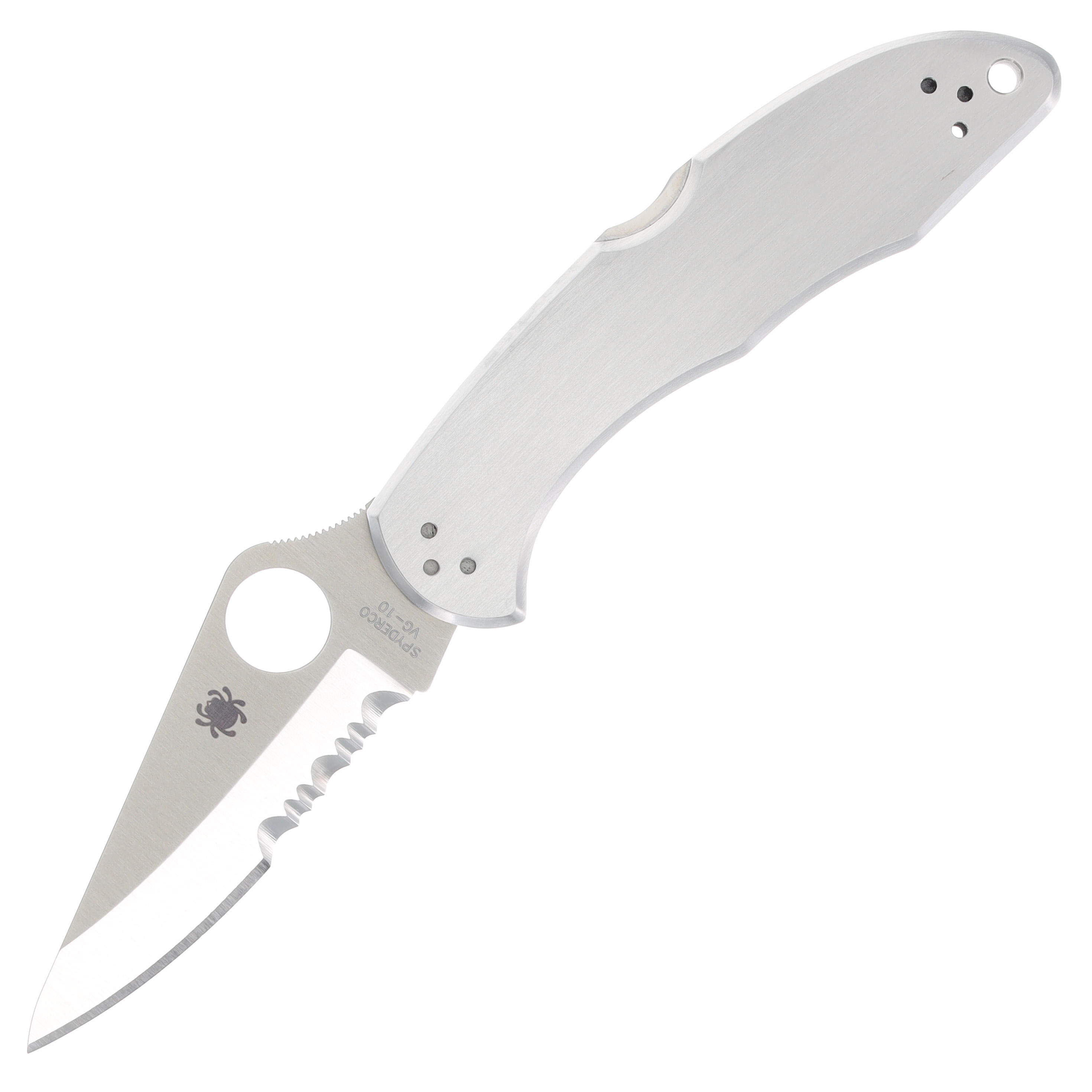 Spyderco Delica 4 Backlock Folding Knife Partially Serrated Stainless Steel SPC11PS View 1