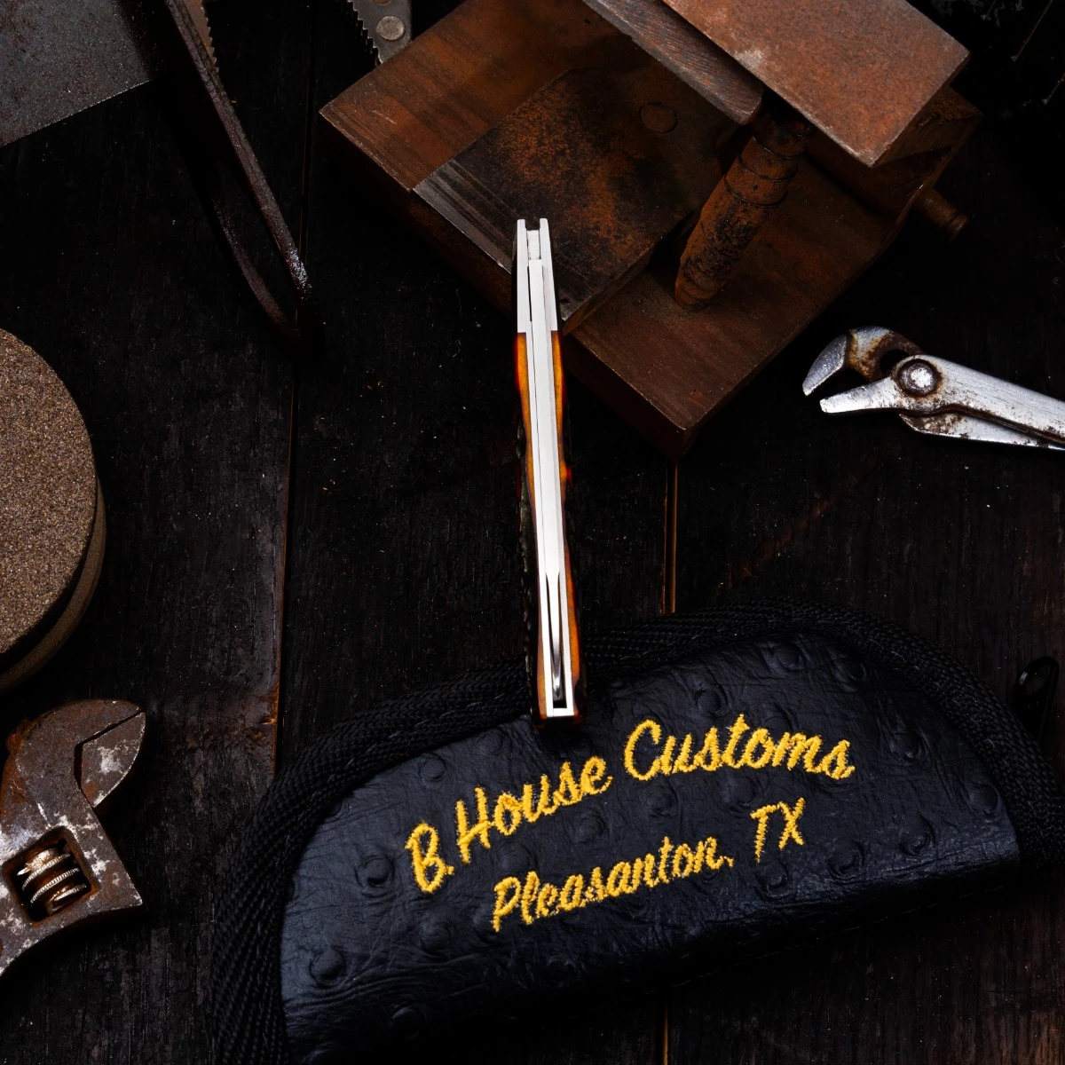 B House Custom Knives Sambar Stag Amber Doctor's Knife (2023 Blade Show Edition) BHCK001 View 17