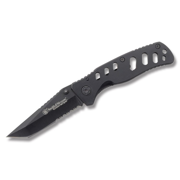 Smith & Wesson Extreme Ops Folding Knife 3.38in Serrated Tanto Blade SWCK10HBS View 2