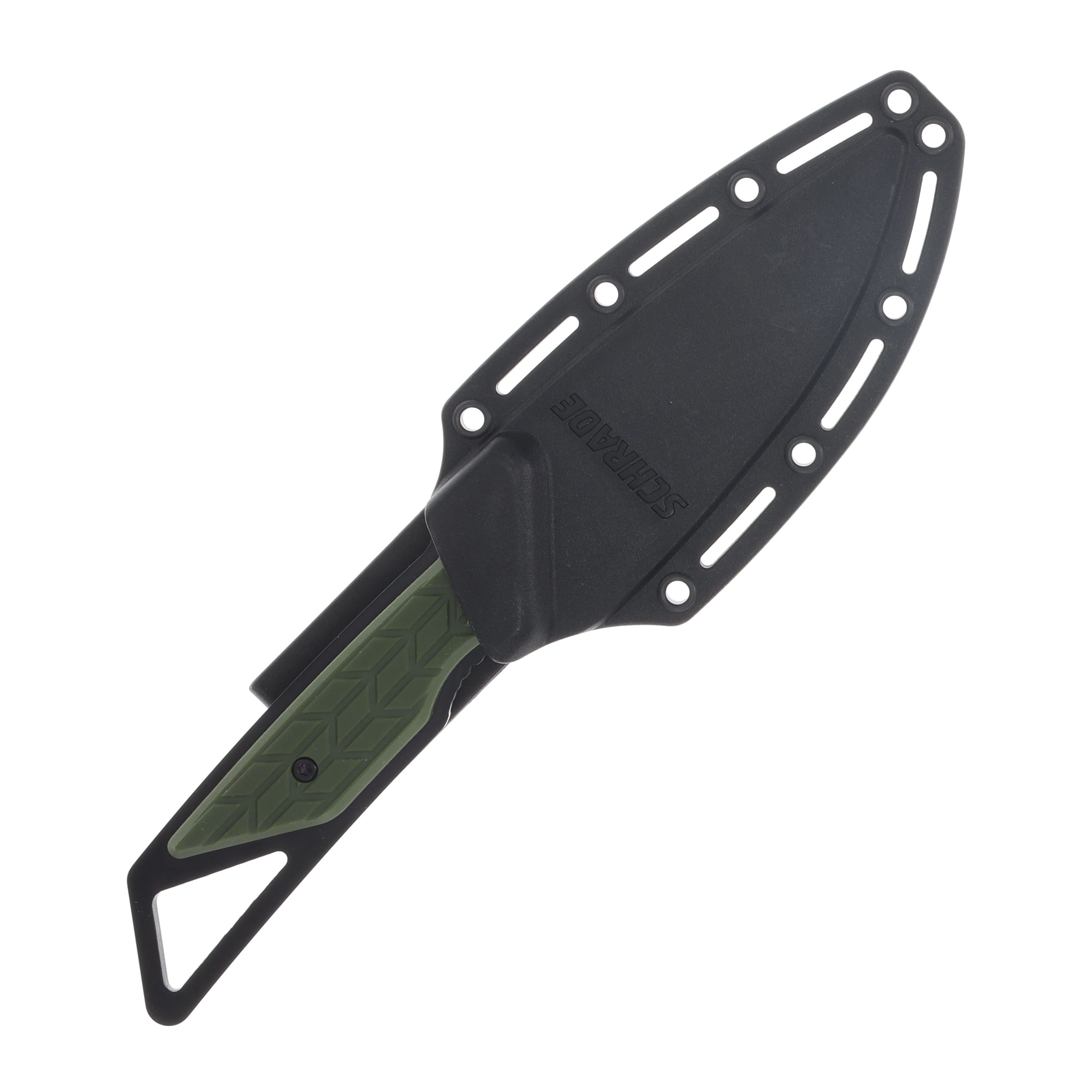 Schrade Outback Fixed Blade Knife Olive 3.75in Plain Black Drop Point 1182497 View 3
