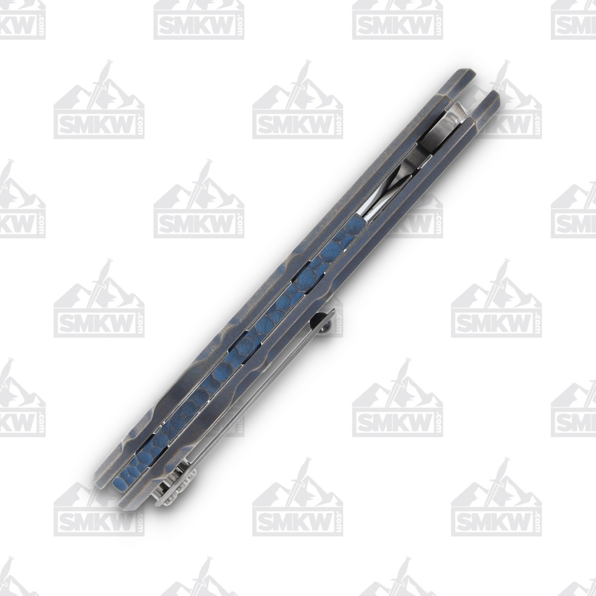 Olamic Wayfarer 247 Folding Knife T-107B Bowie (Stonewash, Blue Frame Story) 107B View 8