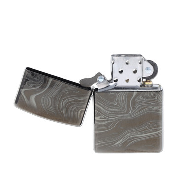 Zippo Marble Pattern High Polish Black and White Lighter View 5