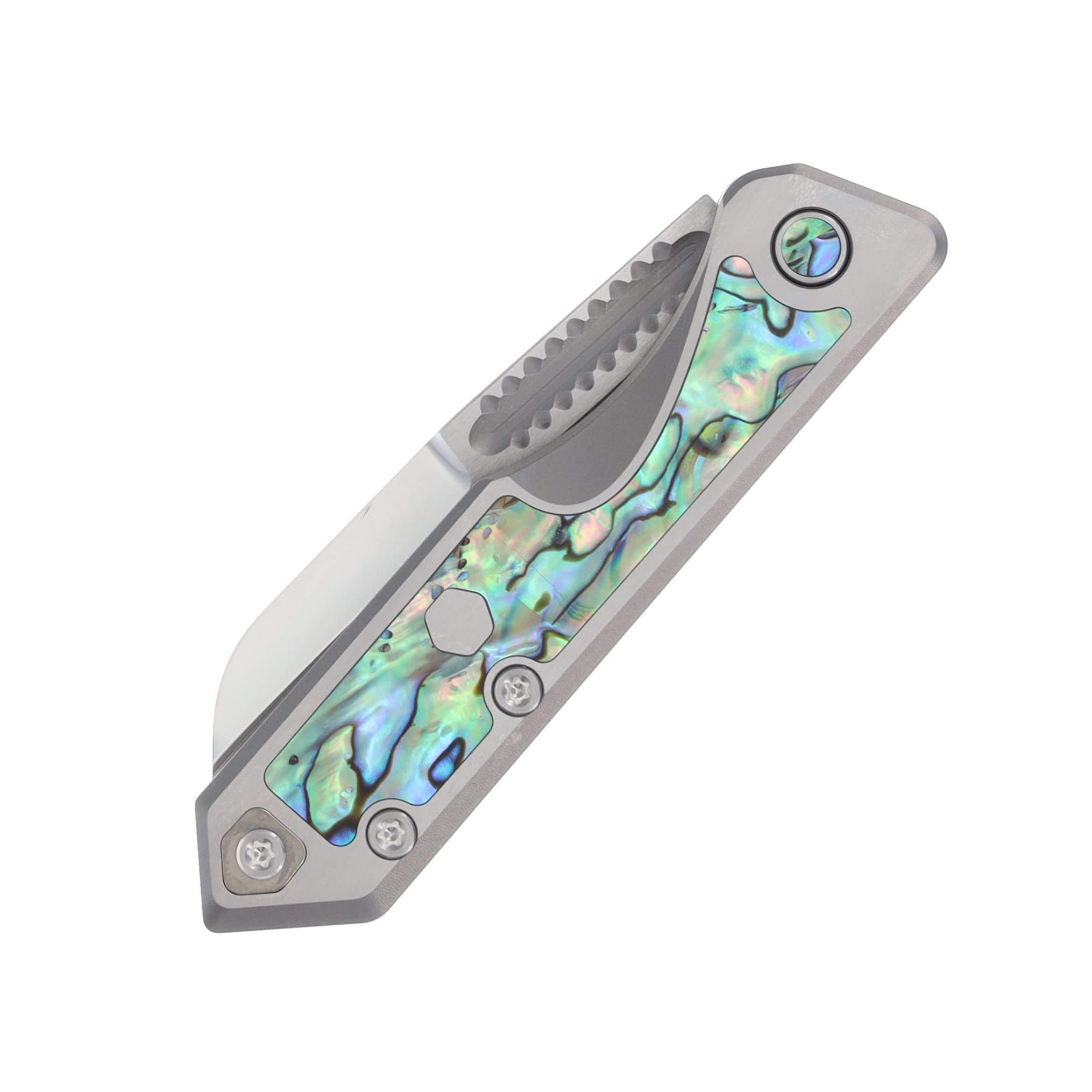 Heretic Jinn Slip Joint Folding Knife Titanium and Abalone JINNAB View 3