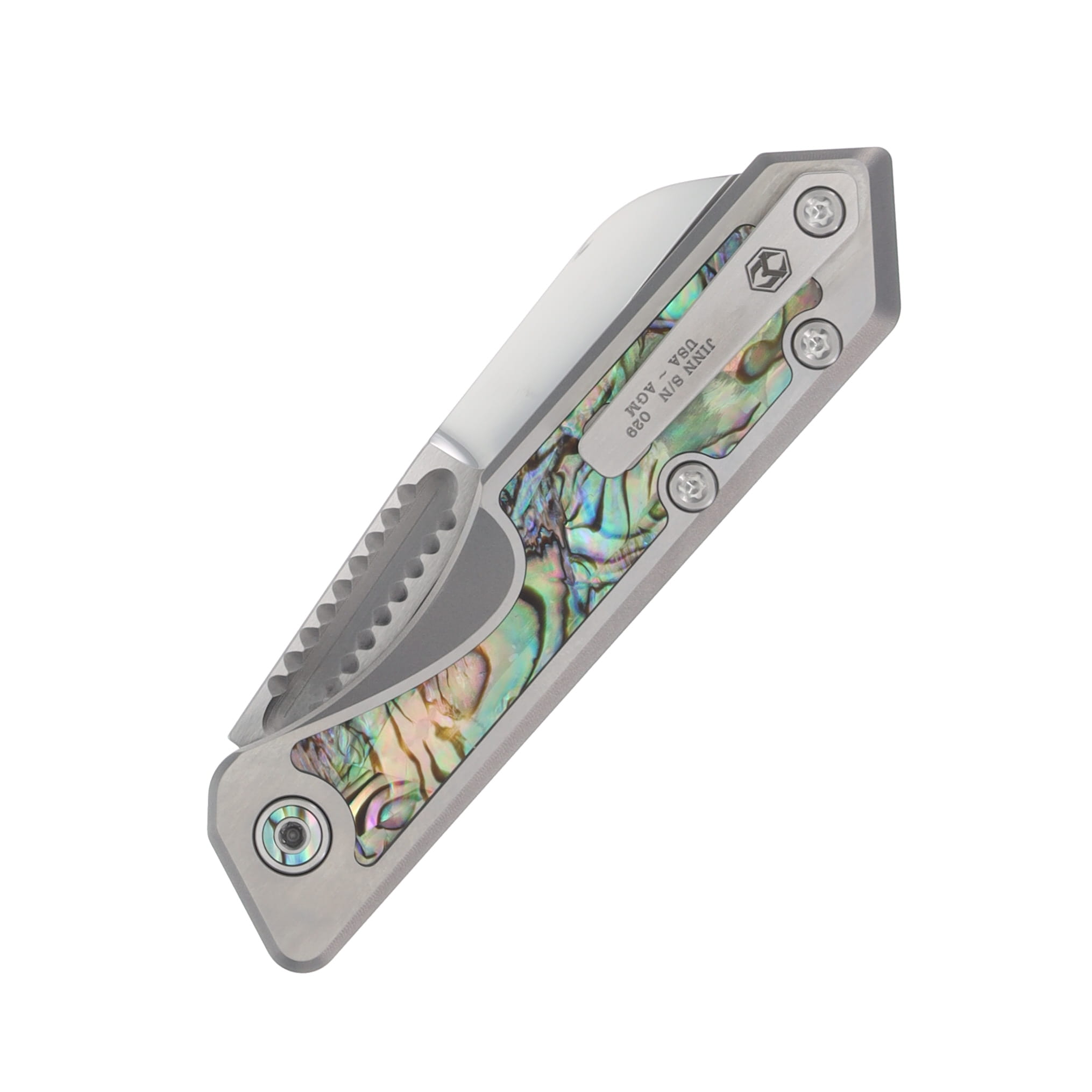 Heretic Jinn Slip Joint Folding Knife Titanium and Abalone JINNAB View 4