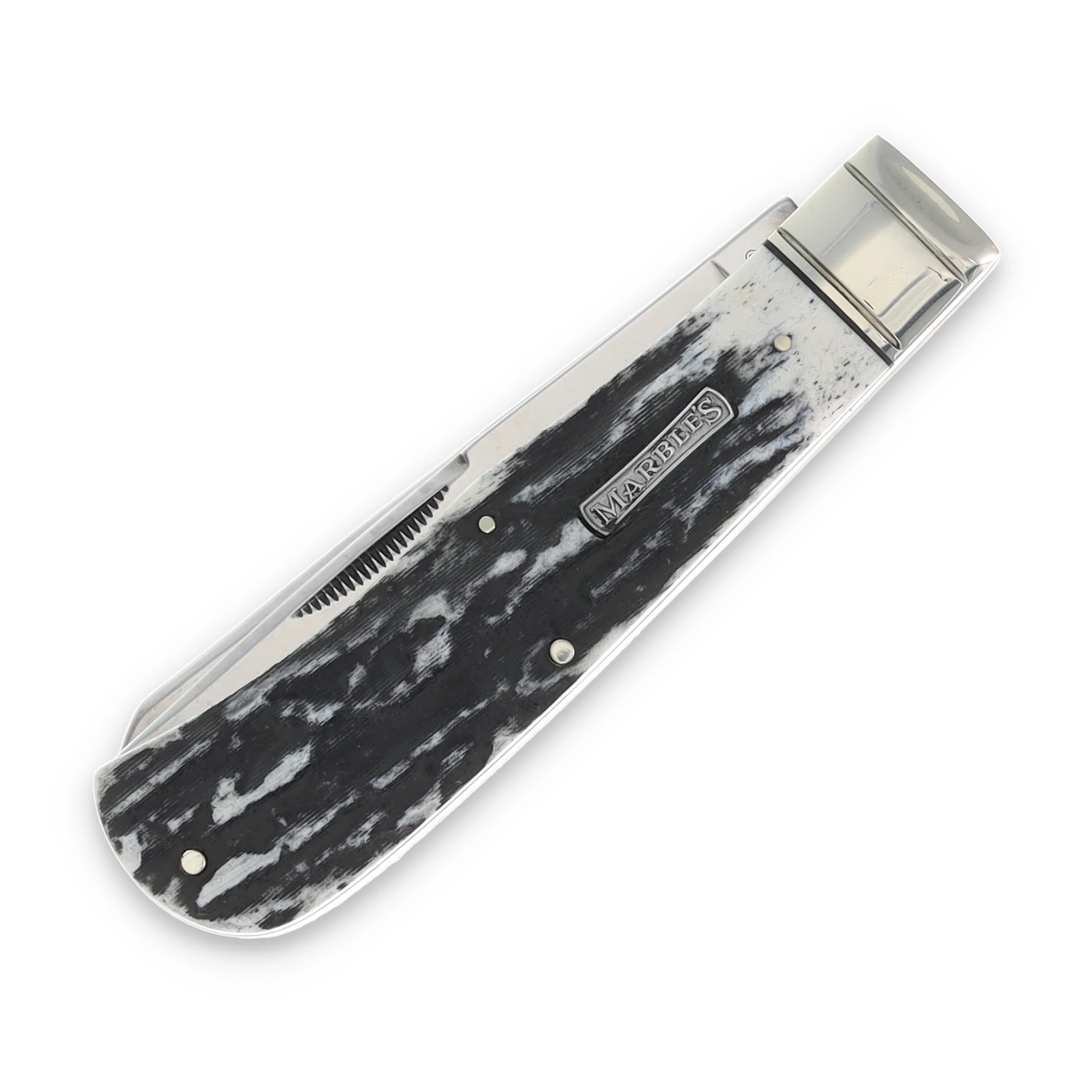 Marbles Jumbo Trapper Folding Knife Black Stag MR471 View 3