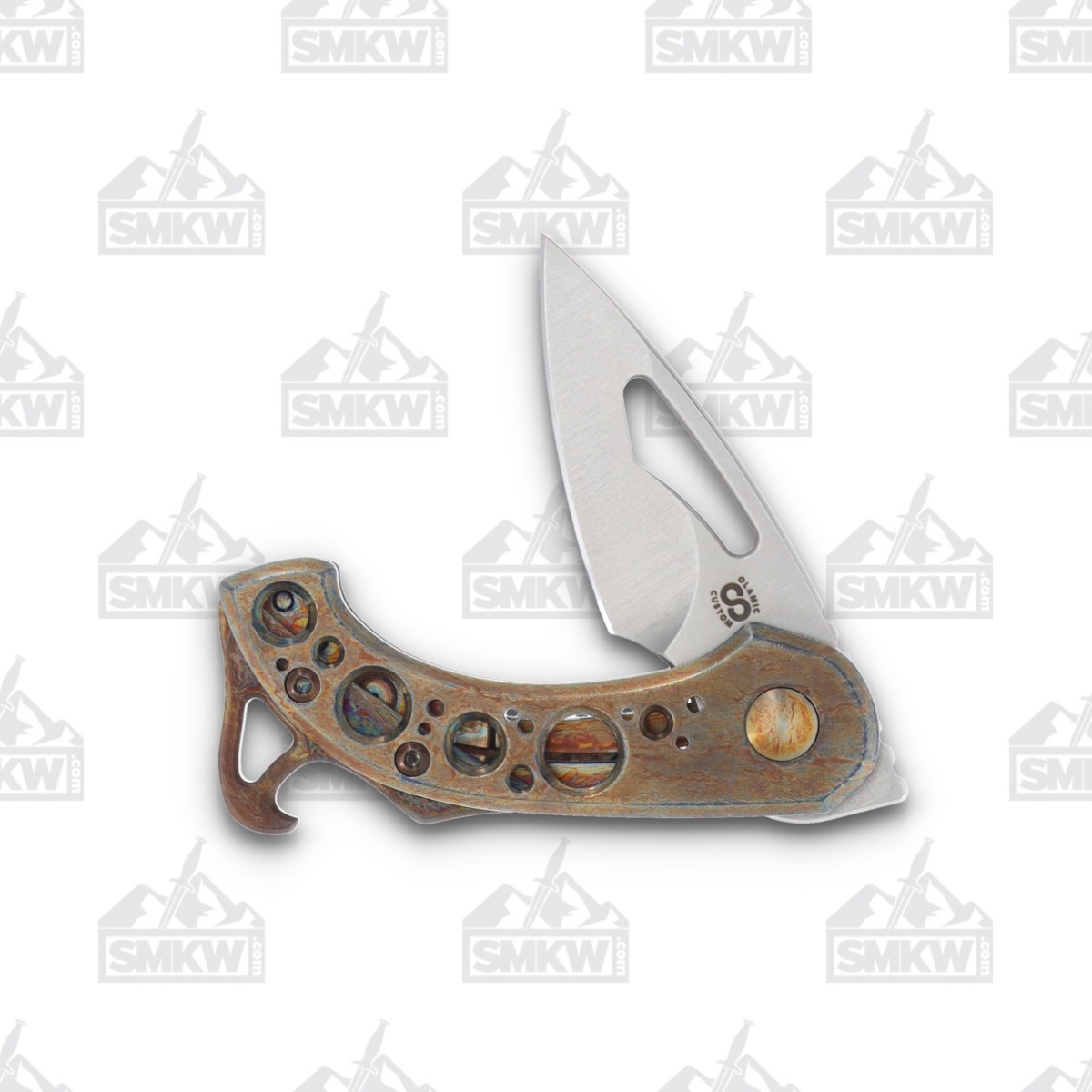 Olamic Appetizer Folding Knife 1.75in Plain Edge Kiridashi Neontropic Acid Rain A109 View 3