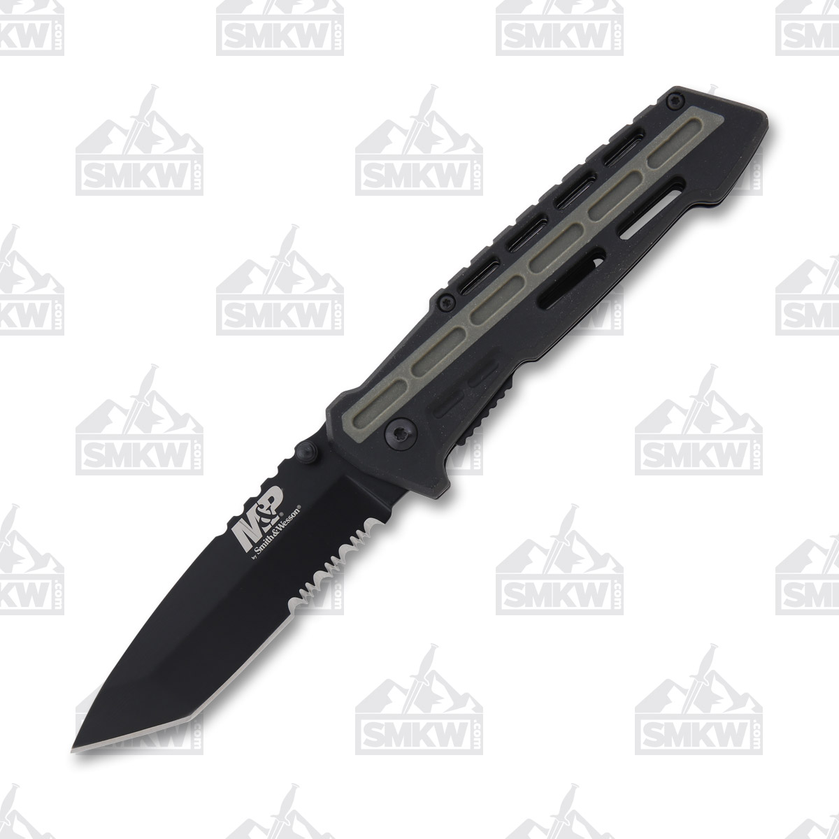 Smith and Wesson M&P AR Overmold Folding Knife 3.54in Black PS Tanto Blade 1100082 View 2