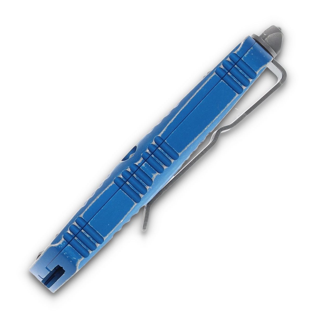 Microtech Mini Troodon Out-The-Front Automatic Knife (D/E Stonewash | Distressed Blue) View 6