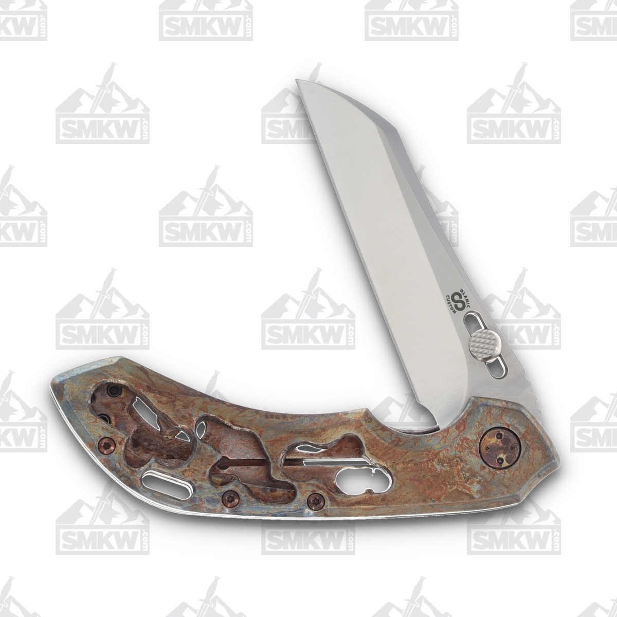 Olamic Wayfarer 247 Folding Knife 101W Wharning Antique Entropic/Funky Holes 101W View 3