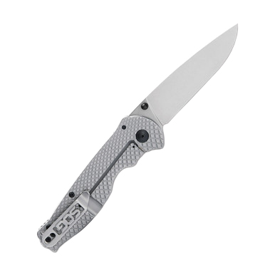 SOG Flash FL Folding Knife Silver SS Handle 3.44in Satin Drop Point Blade SOG1418 View 3