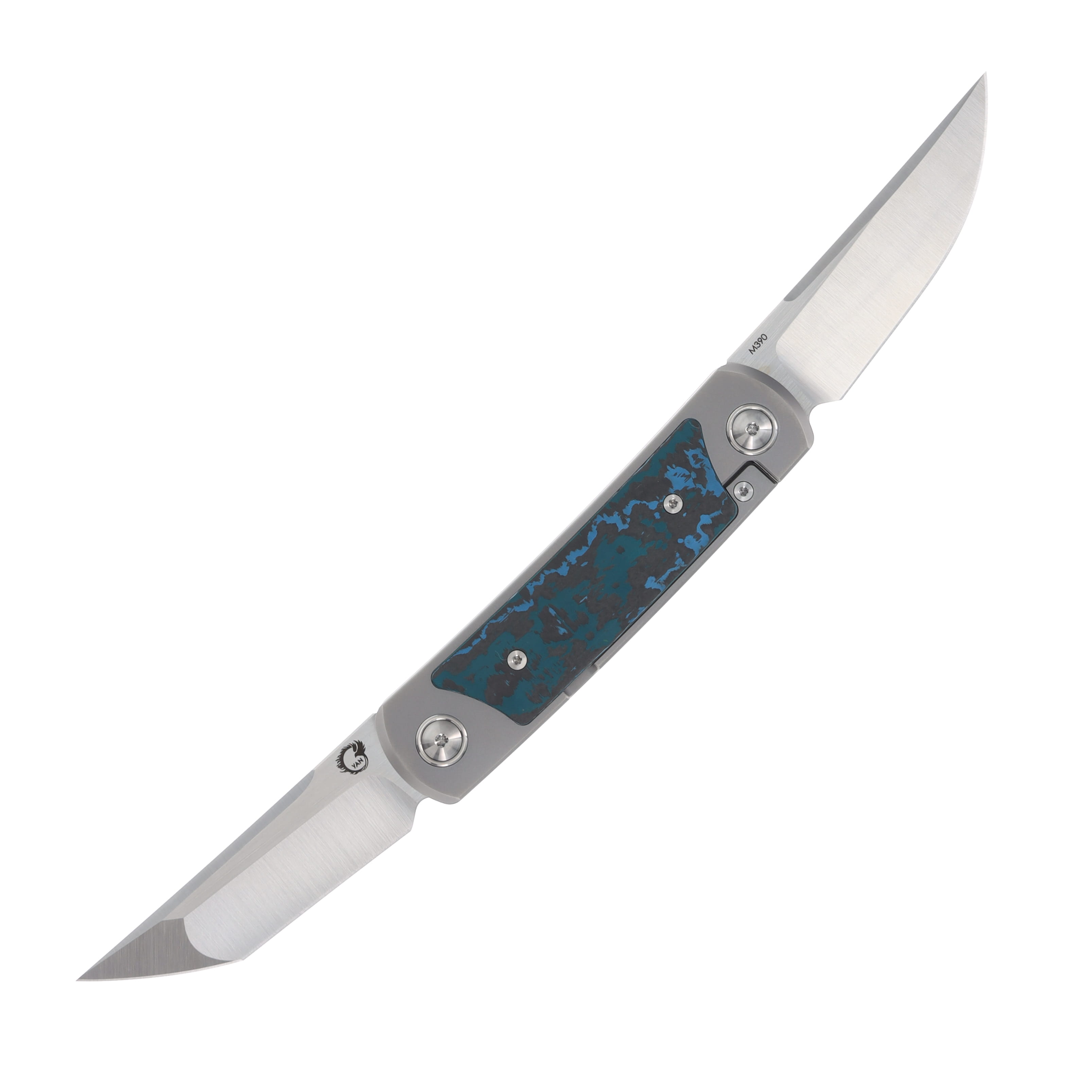 Yan Knives EMW (East Meets West) Folding Knife Arctic Storm FatCarbon SMKW Exclusive YANEMWAS View 1
