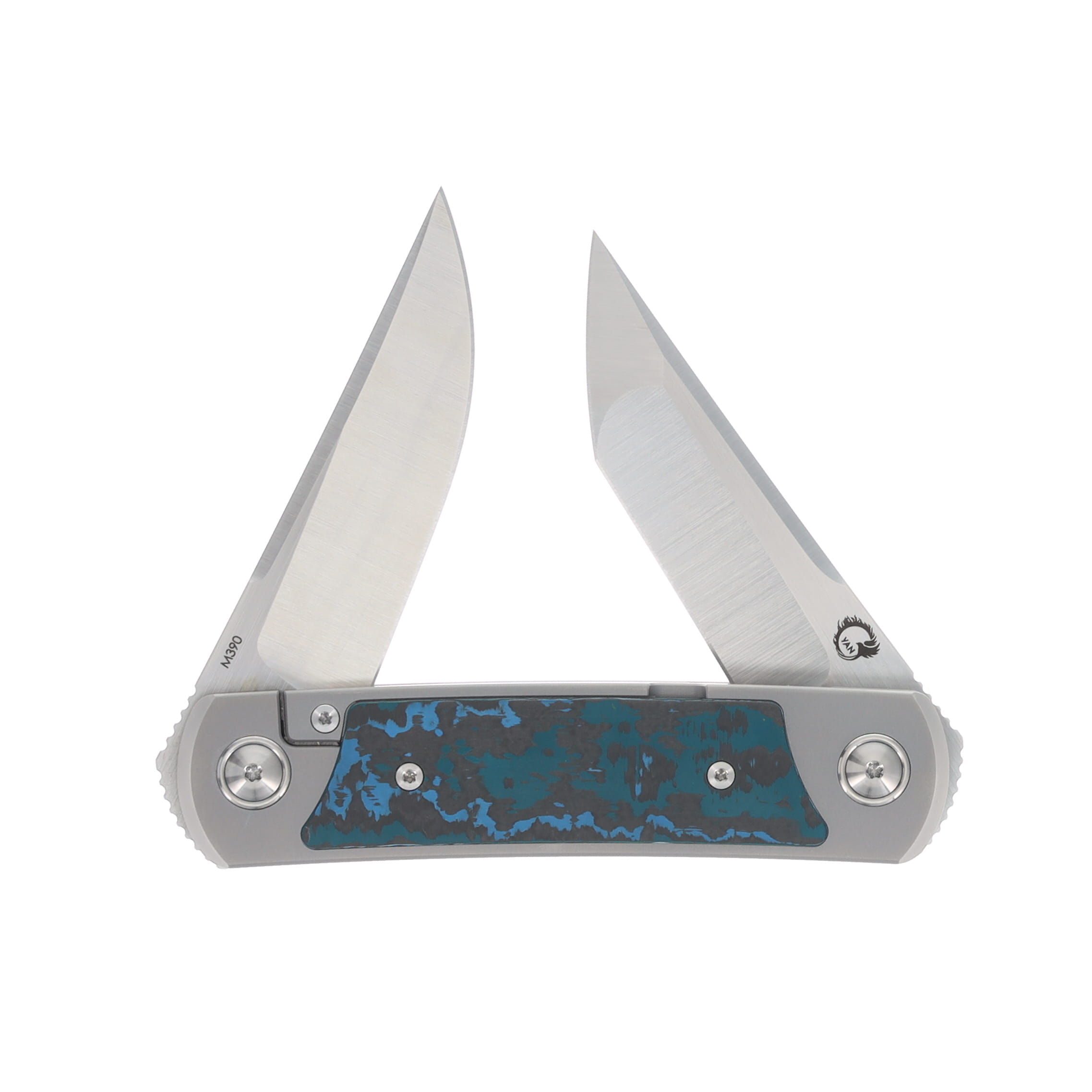 Yan Knives EMW (East Meets West) Folding Knife Arctic Storm FatCarbon SMKW Exclusive YANEMWAS View 4