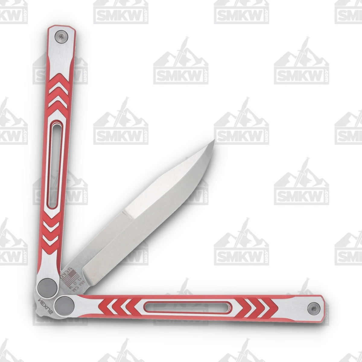 Revo Nexus Balisong Butterfly Knife Stonewash 154CM Clip Point/Two Tone Red NEX2TRED View 3
