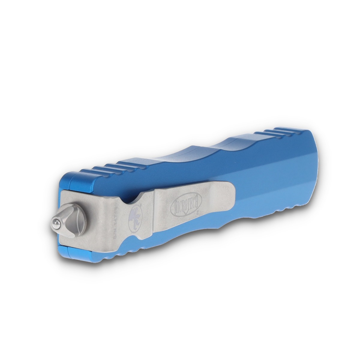 Microtech Dirac OTF Automatic Knife Stonewash Partially Serrated D/E Blue AUMT22511BL View 9