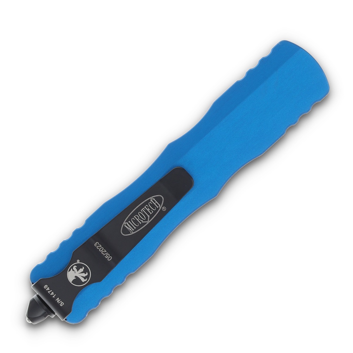 Microtech Dirac OTF Automatic Knife Black Partially Serrated D/E Blue AUMT2252BL View 4