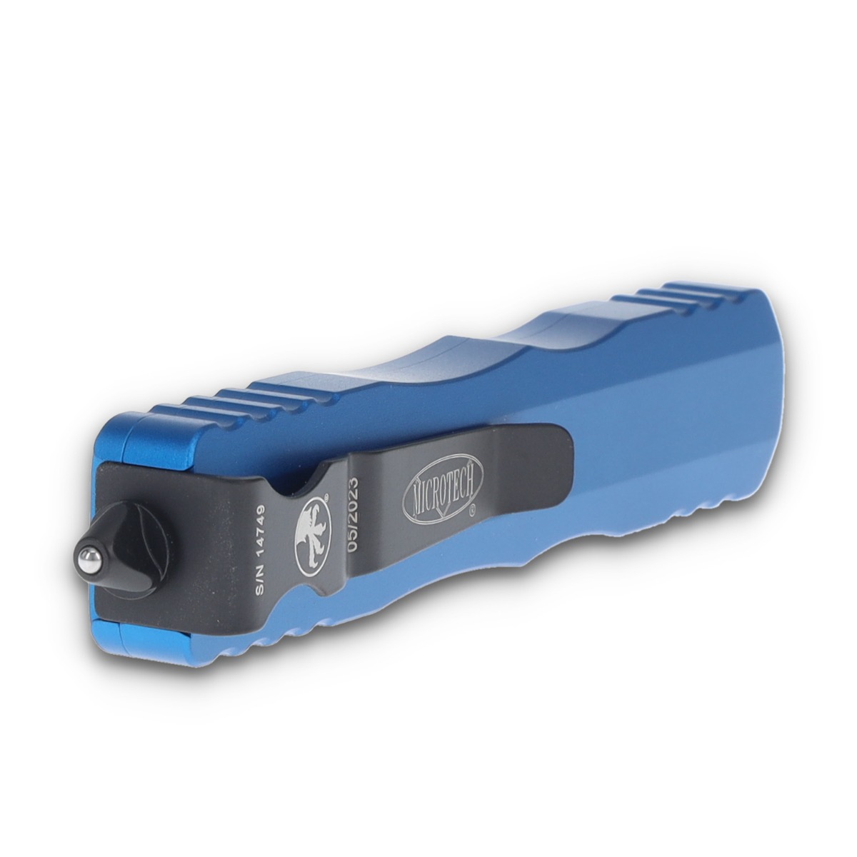 Microtech Dirac OTF Automatic Knife Black Partially Serrated D/E Blue AUMT2252BL View 9