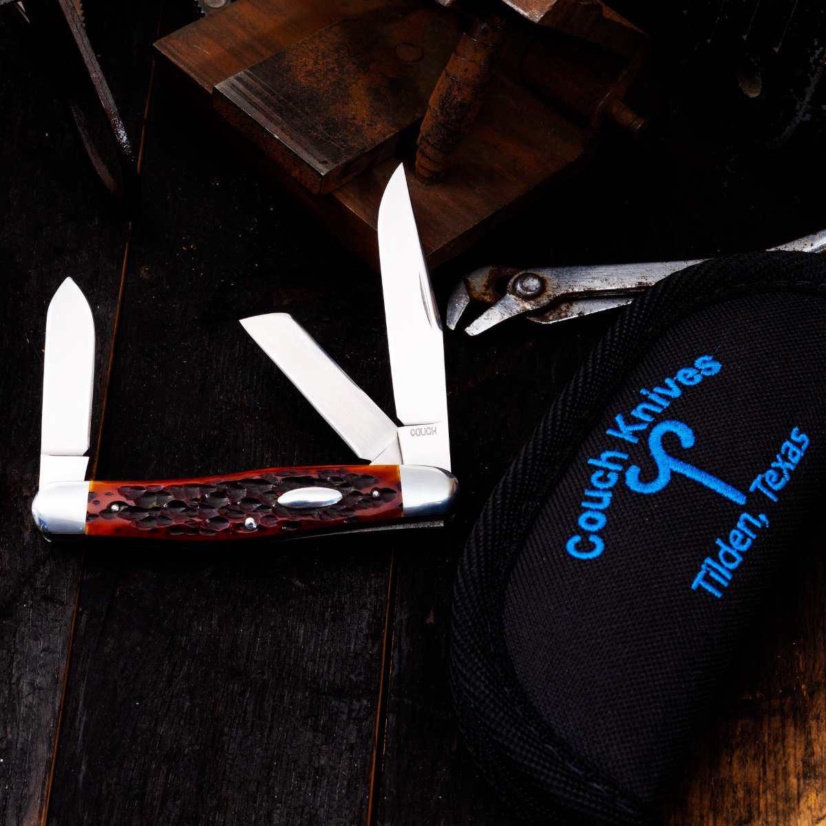 Couch Knives Amber Jigged Bone Stockman Prototype (2023 Blade Show) TCK001 View 5