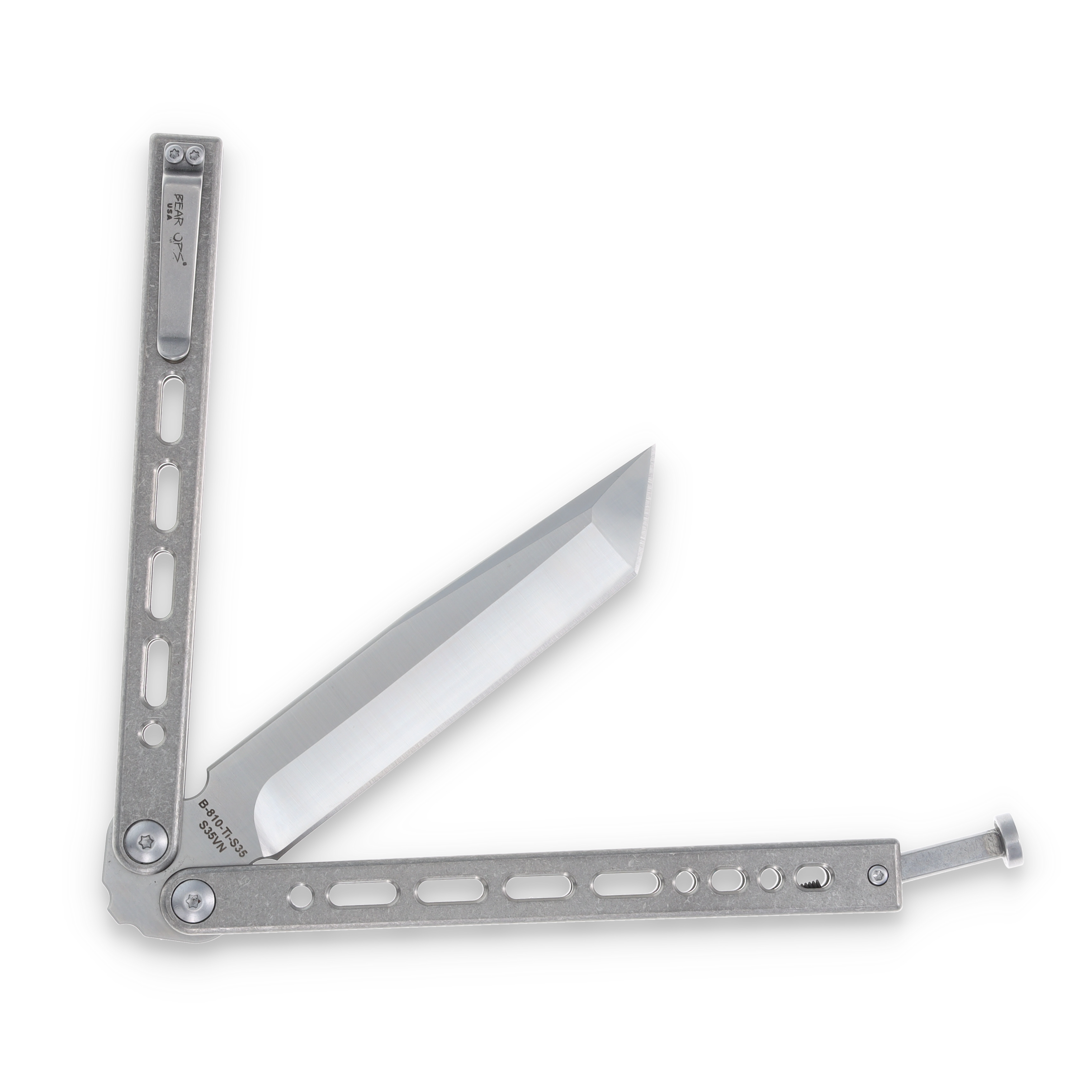 Bear Ops SMKW Exclusive Bear Song VII Balisong Titanium Tanto BRB810TIS35 View 4