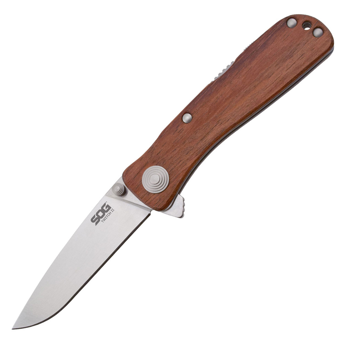 SOG Twitch II Folding Knife Rosewood 2.65in Plain Satin Drop Point SOGTWI17CP View 1