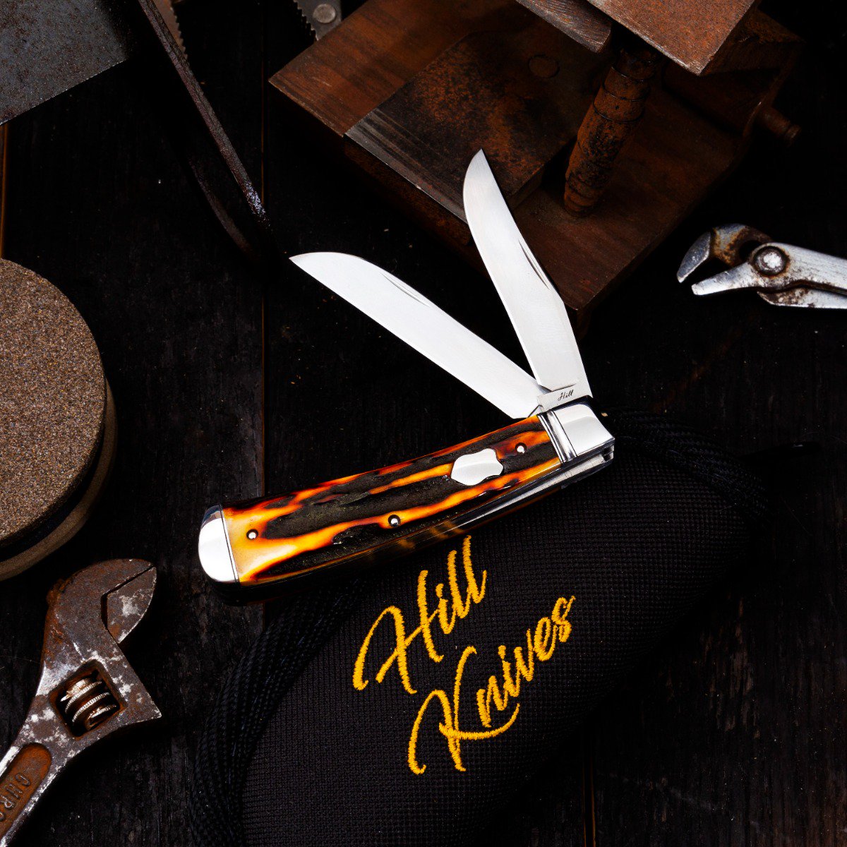 Tobin Hill Red Stag Trapper Folding Knife (2023 Blade Show) TH002 View 1