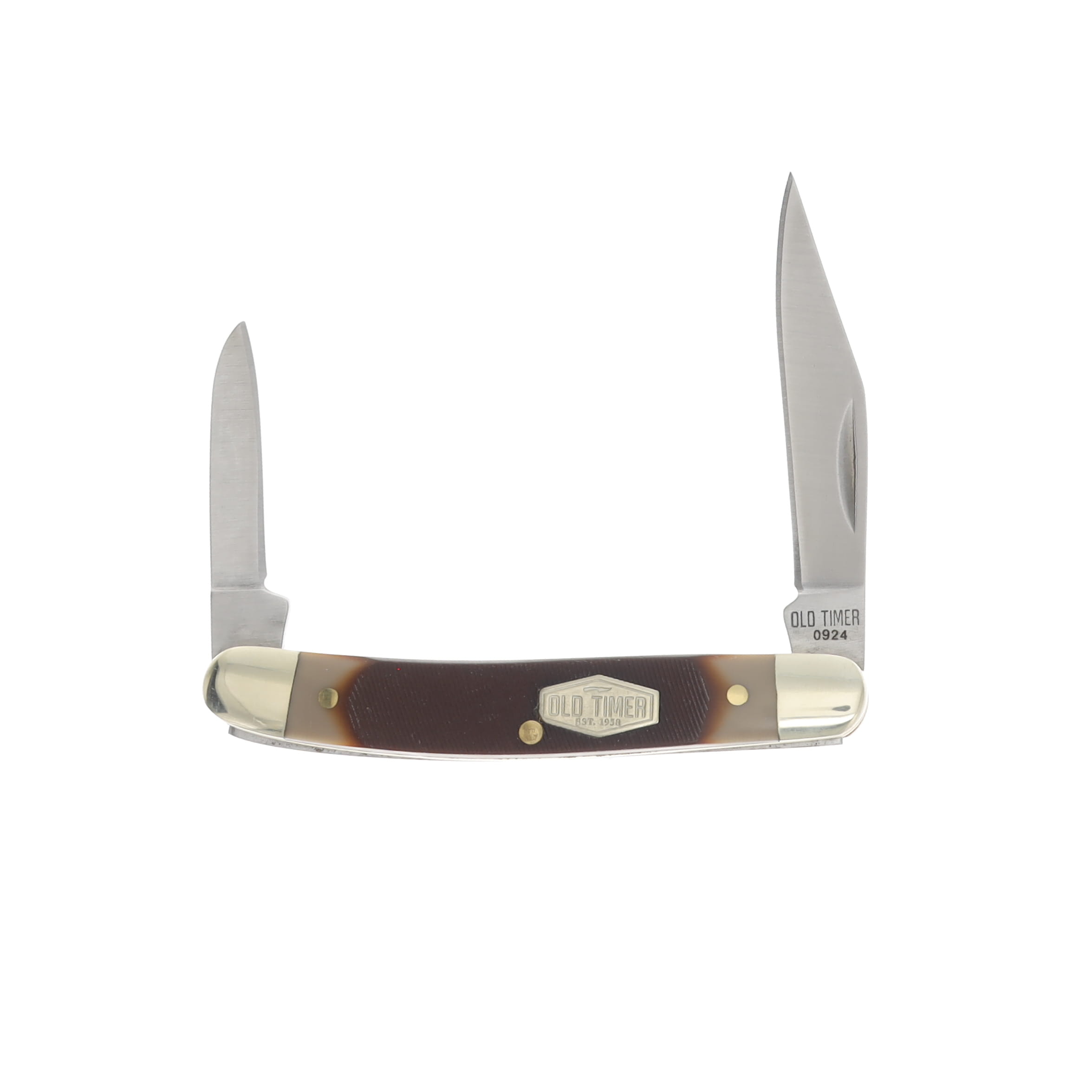 Old Timer Minuteman Folding Knife  Brown Sawcut Composition SCT104 View 1