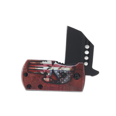 Rite Edge US Skull Money Clip Folding Knife 1.5in Reverse Tanto Blade View 3