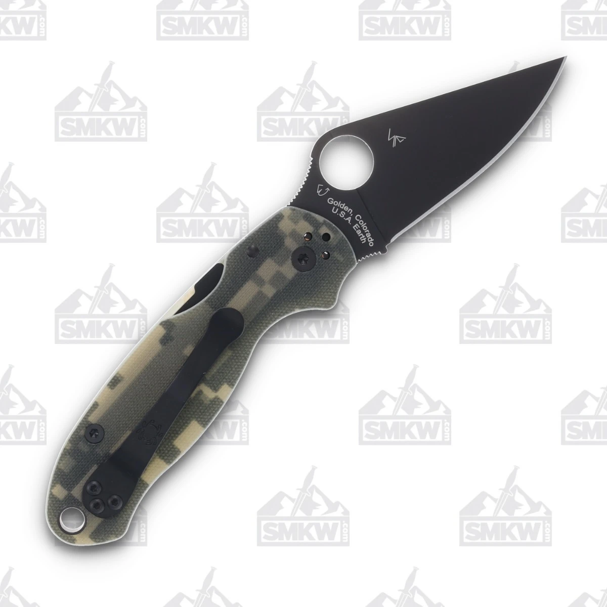Spyderco Para 3 Digital Camo 2.93 Inch Plain Black DLC Clip Point SPC223GPMOBK View 2