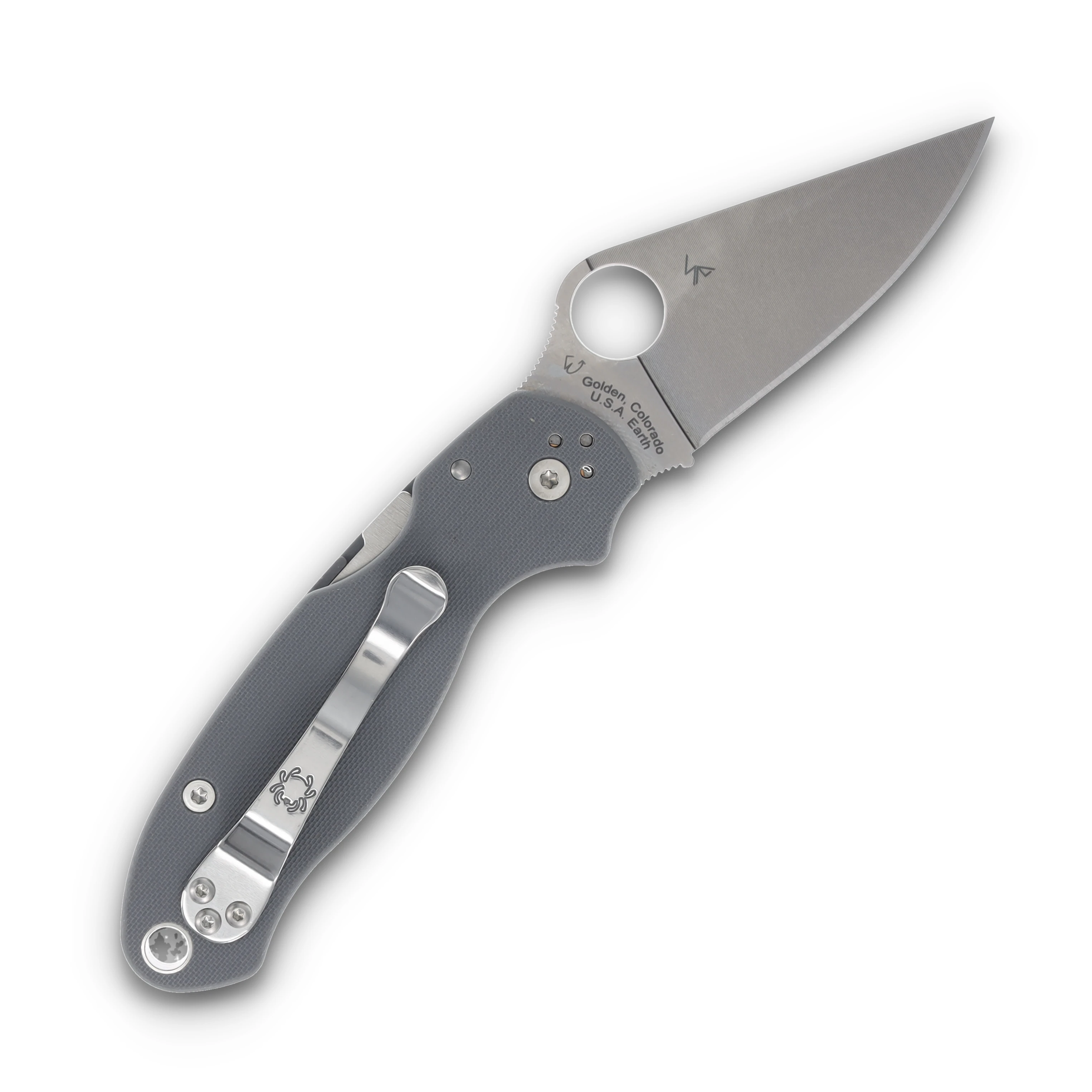 Spyderco Para 3 Maxamet Dark Gray 2.93 Inch Plain Satin Clip Point SPC223GPDGY View 2