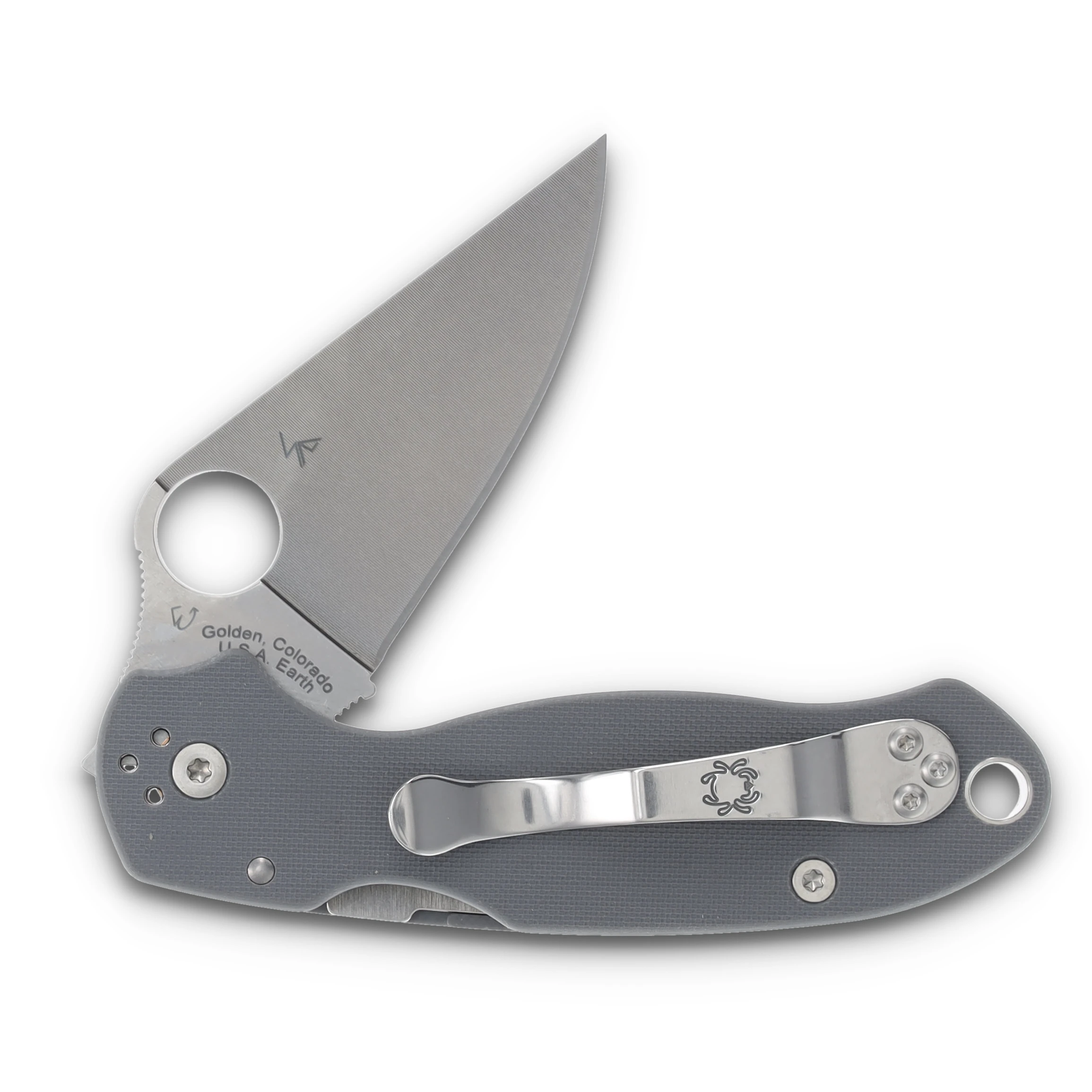 Spyderco Para 3 Maxamet Dark Gray 2.93 Inch Plain Satin Clip Point SPC223GPDGY View 4