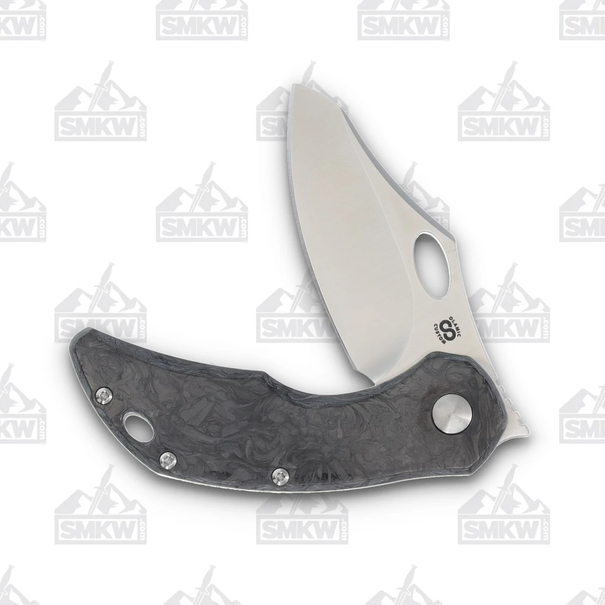 Olamic Busker Semper Folding Knife 022-S Satin Magnacut, Dark Matter FatCarbon BCF022S View 3