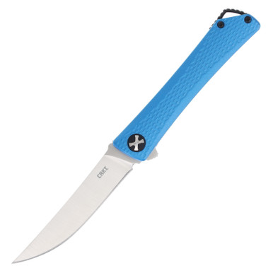 CRKT Kalbi Linerlock Folding Knife Blue 3.28in Satin Drop Point Blade View 1
