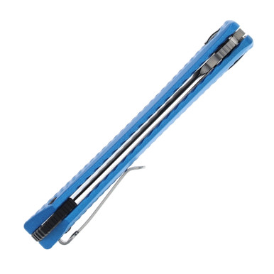 CRKT Kalbi Linerlock Folding Knife Blue 3.28in Satin Drop Point Blade View 6