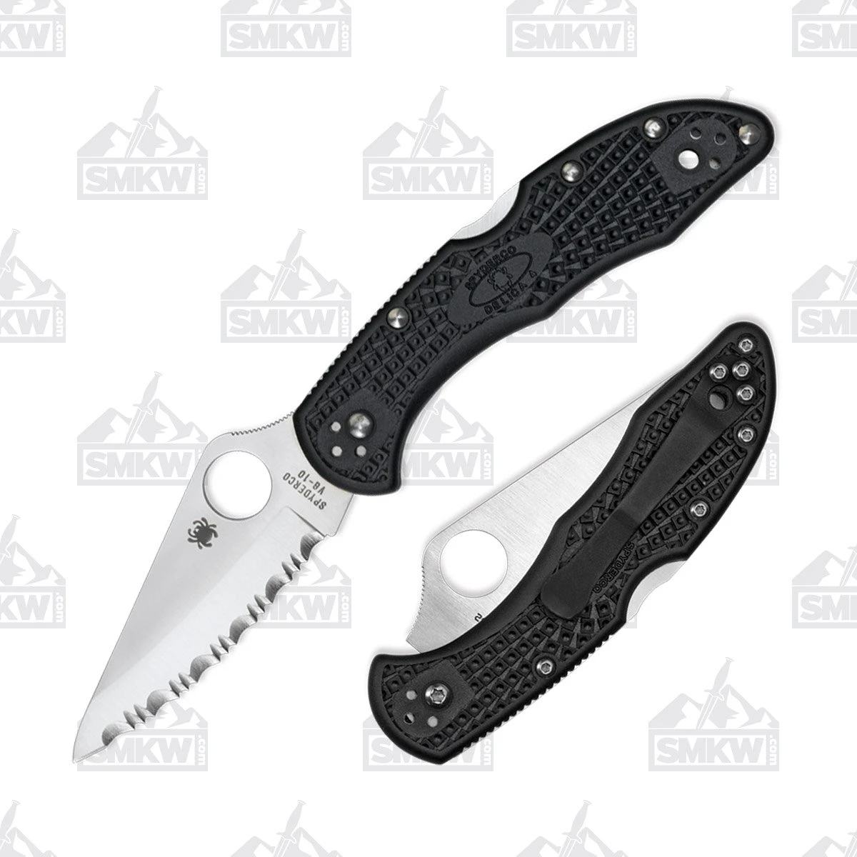 Spyderco Delica 4 Lockback Folding Knife Serrated Satin VG-10/Black SP11SB View 1