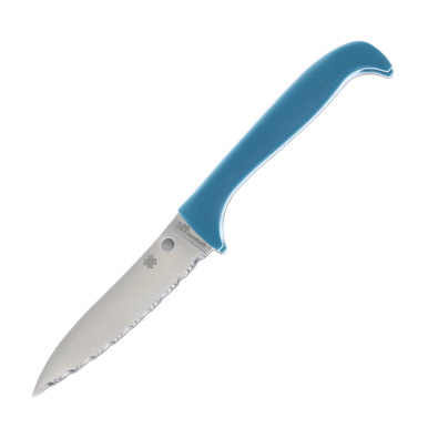 Spyderco Counter Critter Puppy Kitchen Knife Blue Plastic 3.95” Satin SpyderEdge Serr SPK21SBL View 1