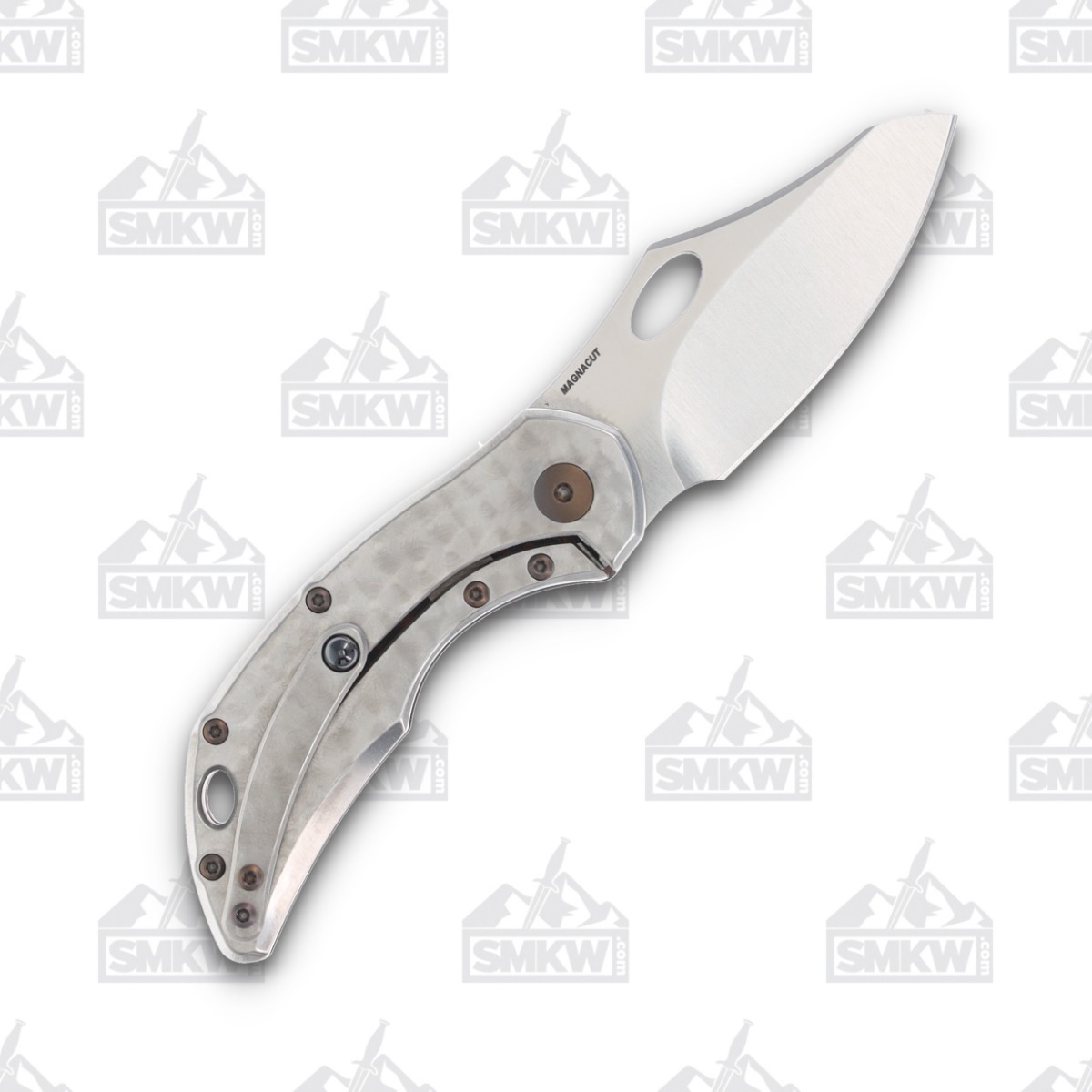 Olamic Busker Semper Folding Knife 024-S Satin Magnacut/Copper Camo FatCarbon BCF024S View 2