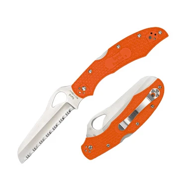 Spyderco Byrd Cara Cara Rescue 2 Folding Knife Orange 3.91in Serrated Blade SPBY17SOR2 View 1