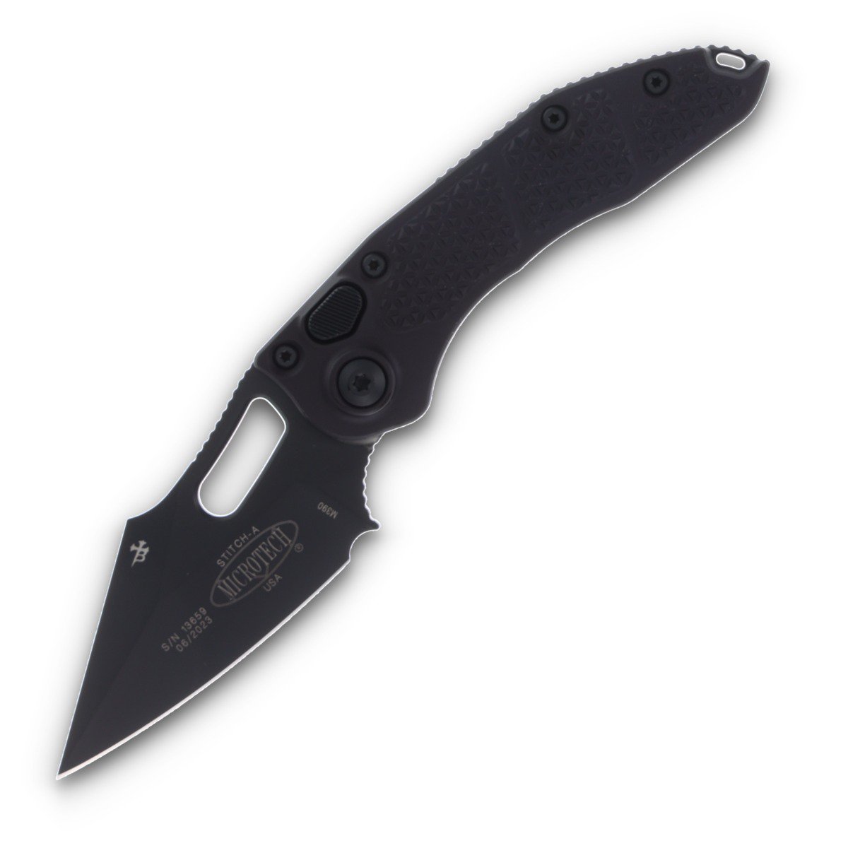 Microtech Stitch-A Out-the-Side Automatic Knife Tactical Black M390MK/Aluminum AUMT1691T View 1
