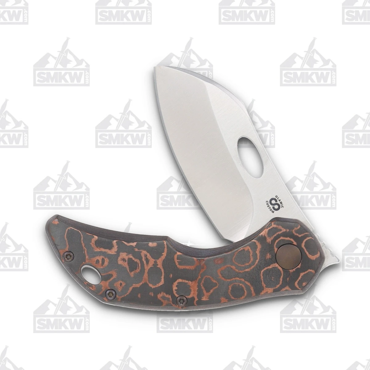 Olamic Busker Largo Folding Knife 024-L Satin Magnacut/Copper Camo FatCarbon BCF024L View 3