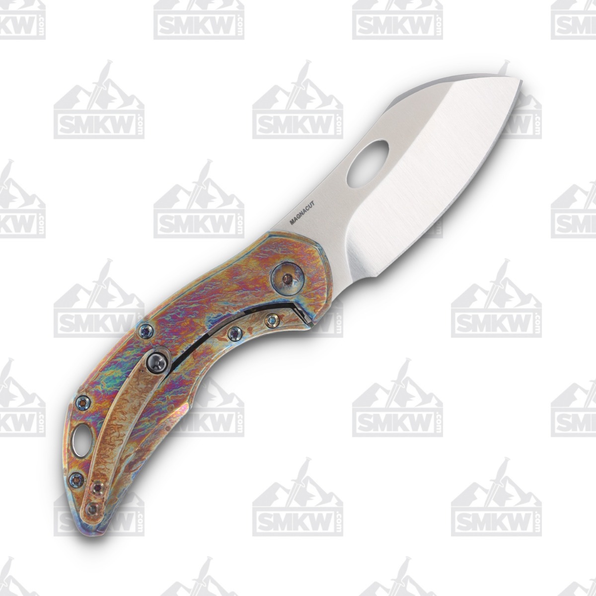 Olamic Busker Largo Framelock Folding Knife 006-L (Satin Magnacut, Toxic Storm FatCarbon/Neontropic) BCF006L View 2