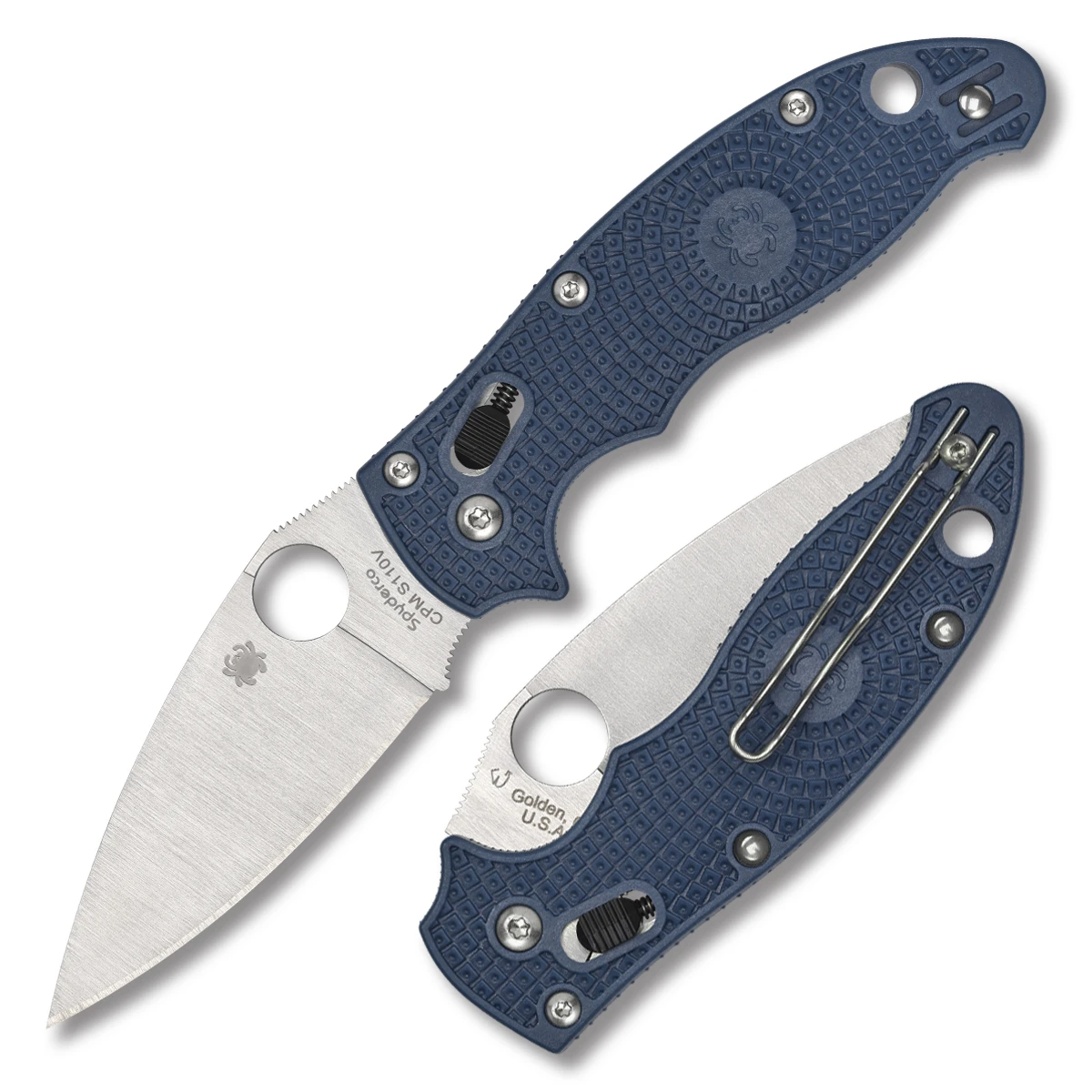Spyderco Manix 2 Folding Knife 3.37in Plain Edge Blue FRN Polymer SPC101PDBL2 View 1