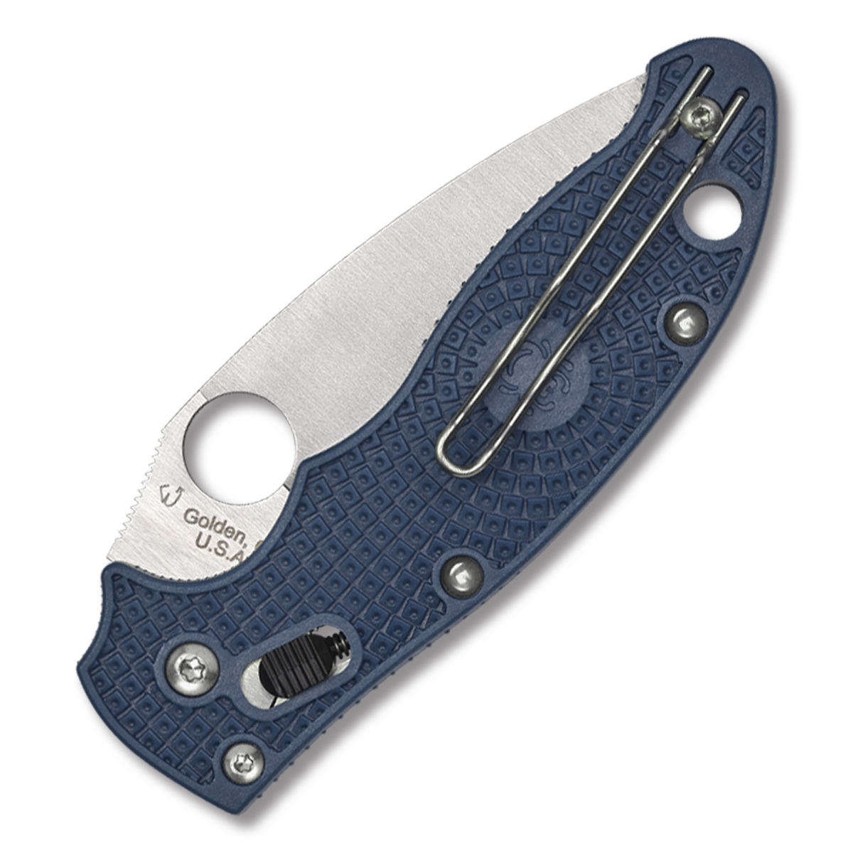 Spyderco Manix 2 Folding Knife 3.37in Plain Edge Blue FRN Polymer SPC101PDBL2 View 3