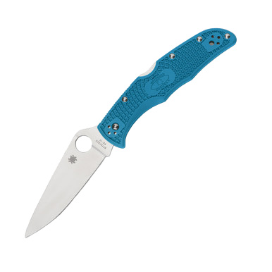 Spyderco Endura 4 Lightweight Blue 3.8 Inch Plain Satin Clip Point SPC10FPBL View 2