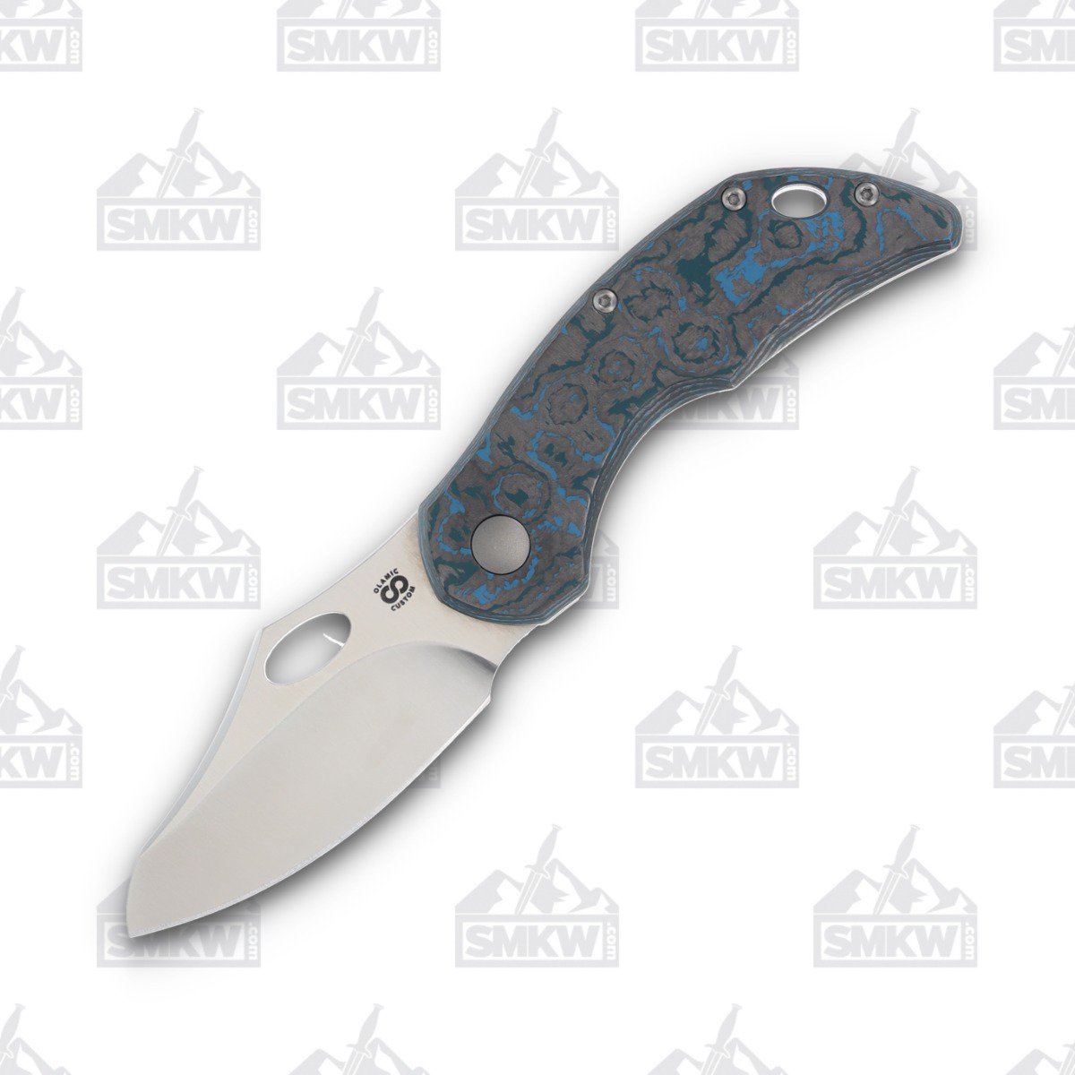 Olamic Busker Semper Framelock Folding Knife 018-S (Satin Magnacut, Arctic Storm FatCarbon/Light Blast) BCF018S View 1
