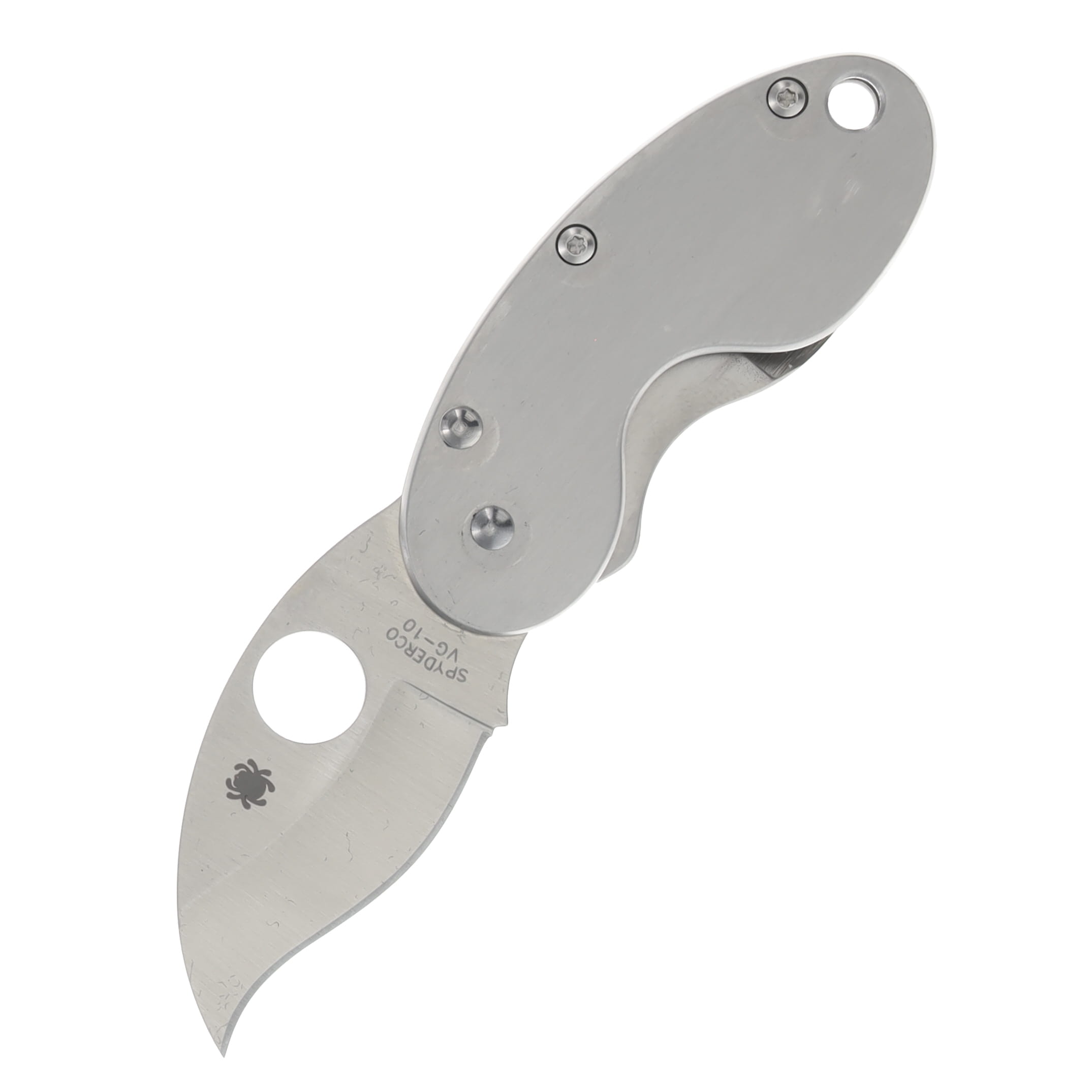 Spyderco Cricket Stainless 1.88 Inch Plain Satin Modified Hawkbill SPC29P View 1