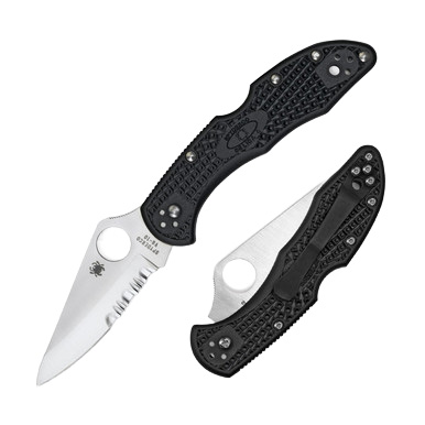 Spyderco Delica 4 FRN Black Folding Knife 2.9in Partially Serrated Blade SP11PSBK View 1