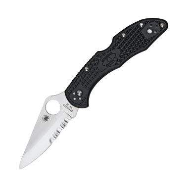Spyderco Delica 4 FRN Black Folding Knife 2.9in Partially Serrated Blade SP11PSBK View 2
