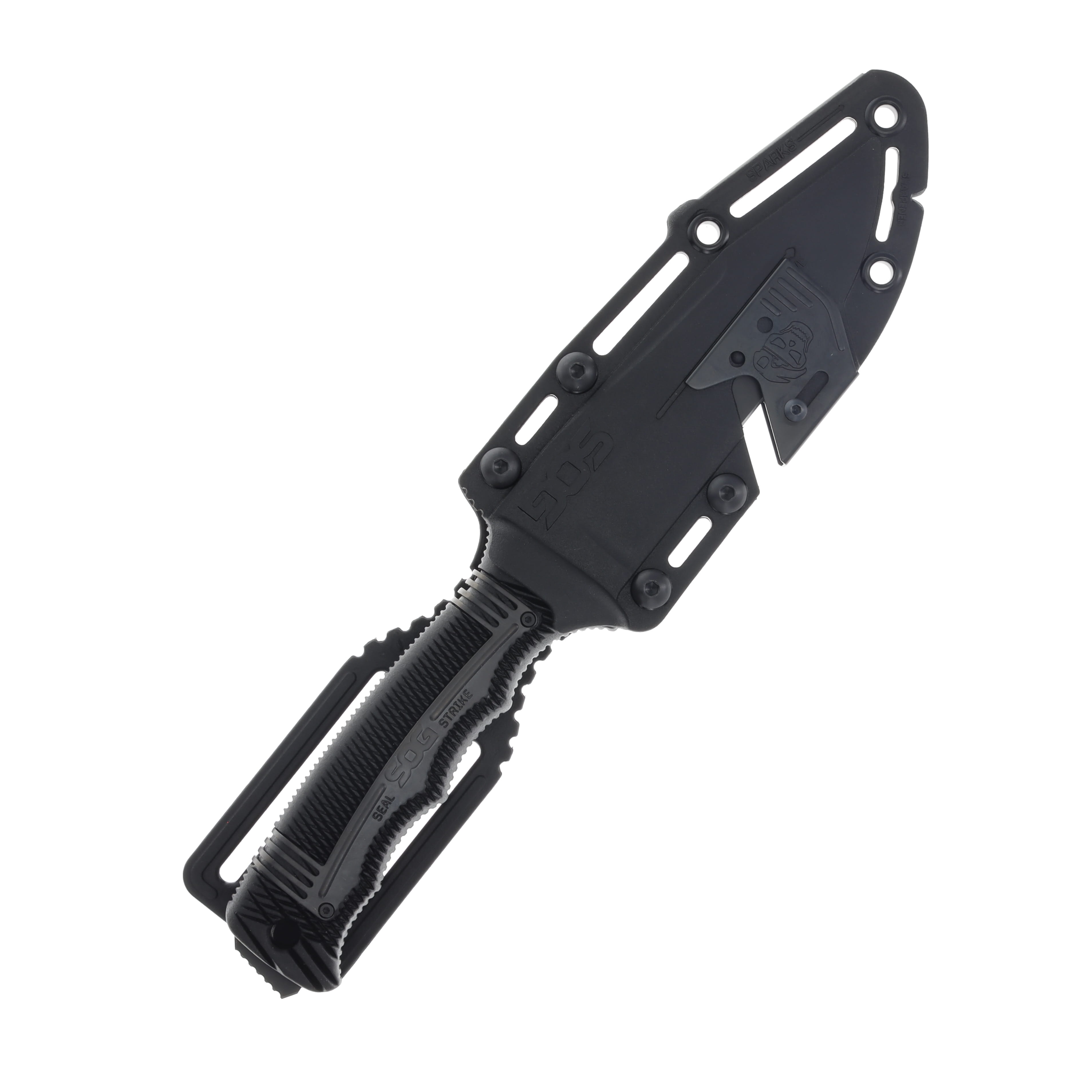 SOG SEAL Strike Fixed Blade Knife 4.9 Inch Part Serr Black Clip Point SOGSS1003 View 3