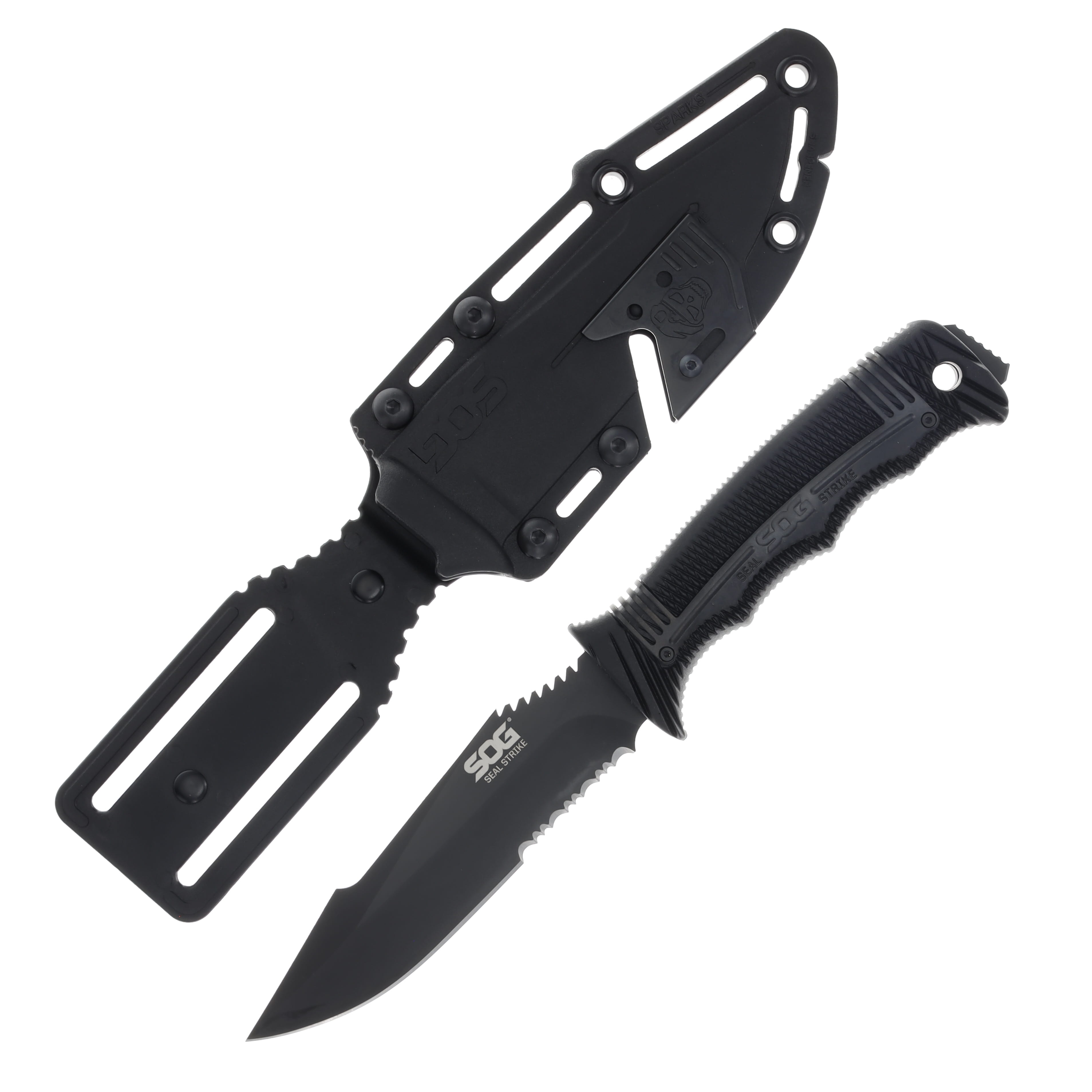 SOG SEAL Strike Fixed Blade Knife 4.9 Inch Part Serr Black Clip Point SOGSS1003 View 1