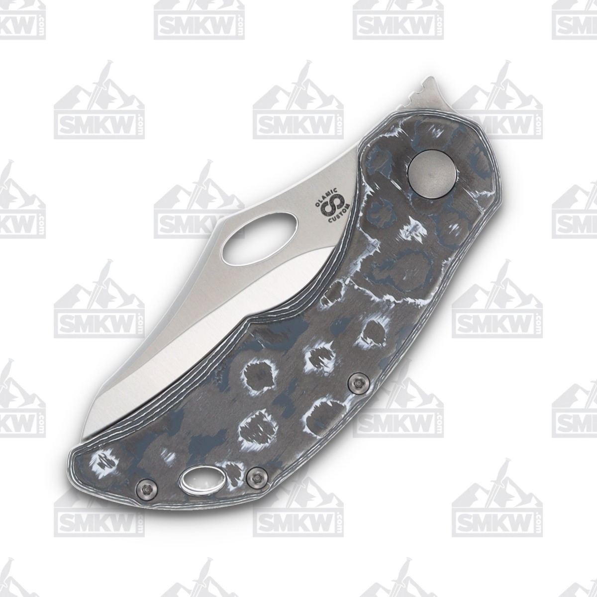 Olamic Busker Semper Framelock Folding Knife 017-S (Satin Magnacut, White Storm FatCarbon/Light Blast) BCF017S View 5